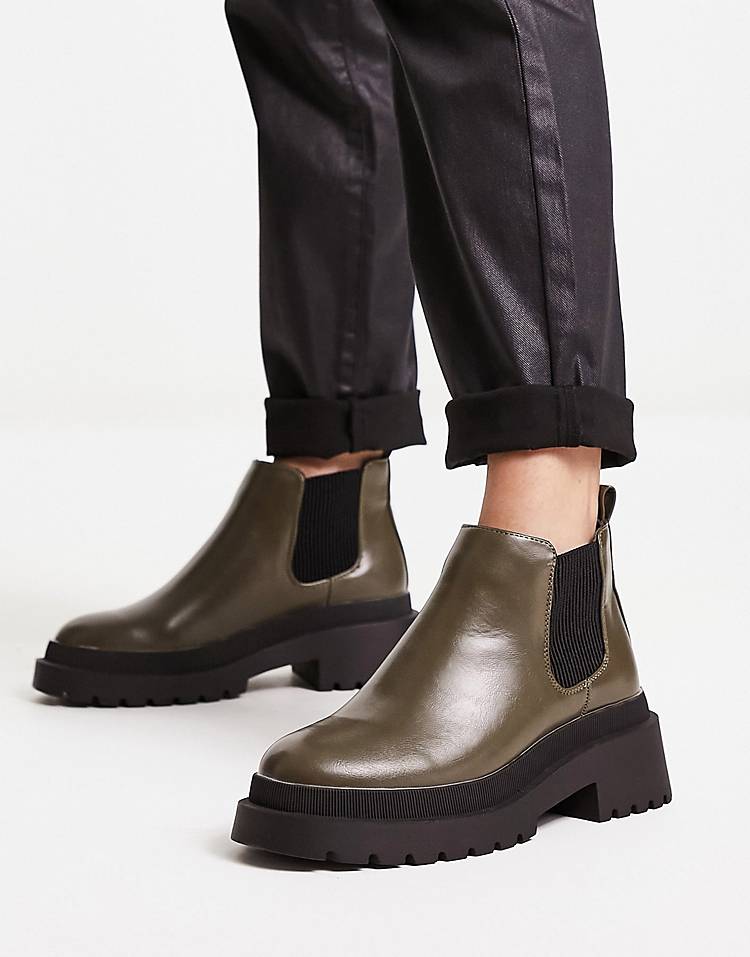 River Island low ankle chelsea boot in khaki